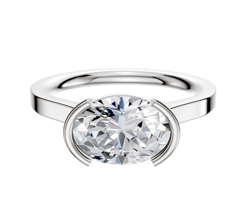 Platinum Bezel Half Bezel East/West Cathedral Flat 2.0mm Engagement Ring