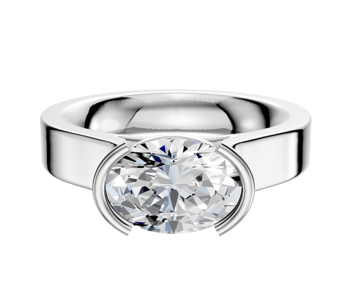 Platinum Bezel Half Bezel East/West Cathedral Flat 4.0mm Engagement Ring