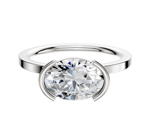 Platinum Bezel Half Bezel East/West Classic Flat 1.5mm Engagement Ring