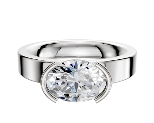 Platinum Bezel Half Bezel East/West Classic Flat 4.0mm Engagement Ring