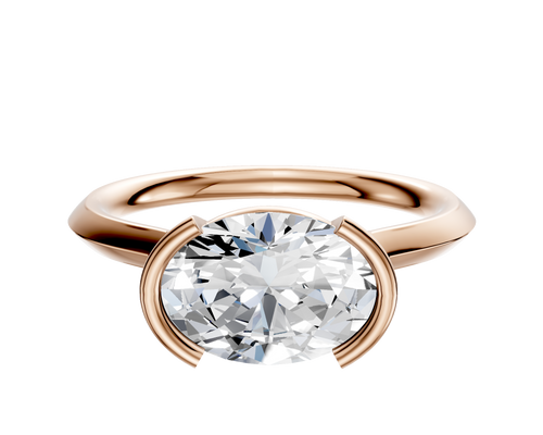 18K Rose Gold Bezel Half Bezel East/West Cathedral Knife Edge 2.0mm Engagement Ring