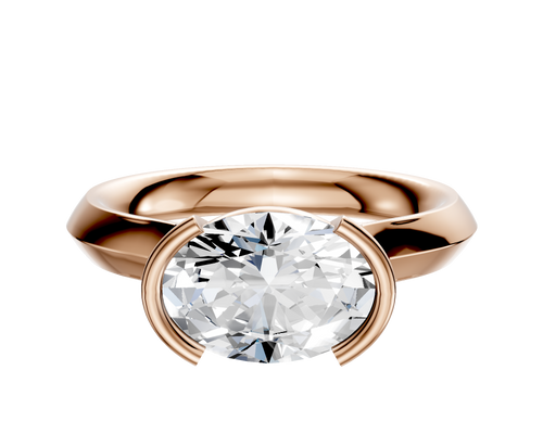 18K Rose Gold Bezel Half Bezel East/West Cathedral Knife Edge 3.0mm Engagement Ring