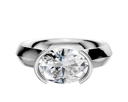 Platinum Bezel Half Bezel East/West Cathedral Knife Edge 4.0mm Engagement Ring