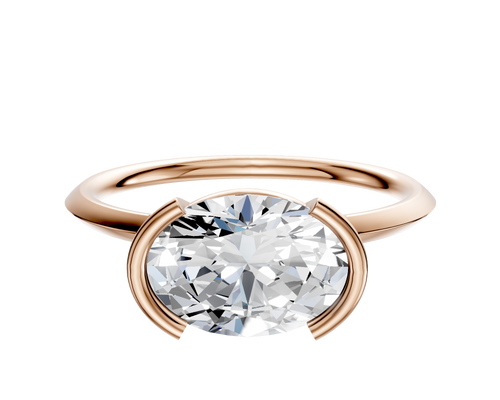 14K Rose Gold Bezel Half Bezel East/West Classic Knife Edge 1.5mm Engagement Ring