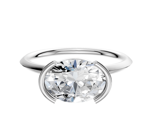 Platinum Bezel Half Bezel East/West Classic Knife Edge 1.5mm Engagement Ring