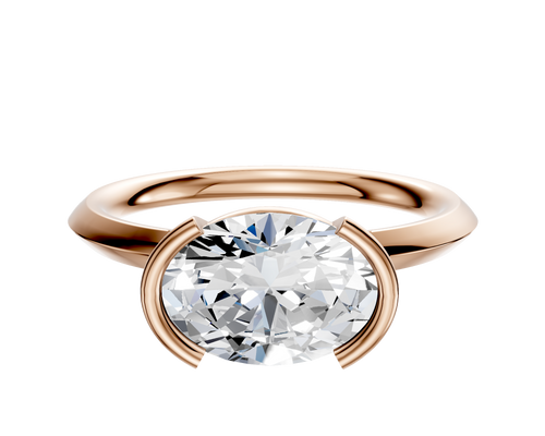 14K Rose Gold Bezel Half Bezel East/West Classic Knife Edge 2.0mm Engagement Ring