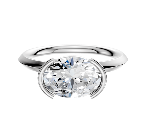 Platinum Bezel Half Bezel East/West Classic Knife Edge 2.0mm Engagement Ring
