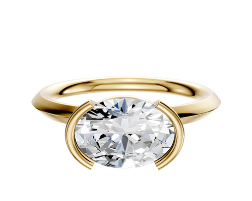 14K Yellow Gold Bezel Half Bezel East/West Classic Knife Edge 2.0mm Engagement Ring