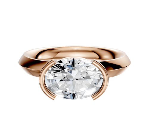 18K Rose Gold Bezel Half Bezel East/West Classic Knife Edge 3.0mm Engagement Ring