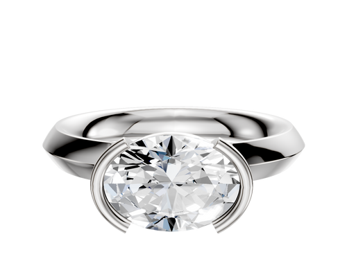 18K White Gold Bezel Half Bezel East/West Classic Knife Edge 3.0mm Engagement Ring
