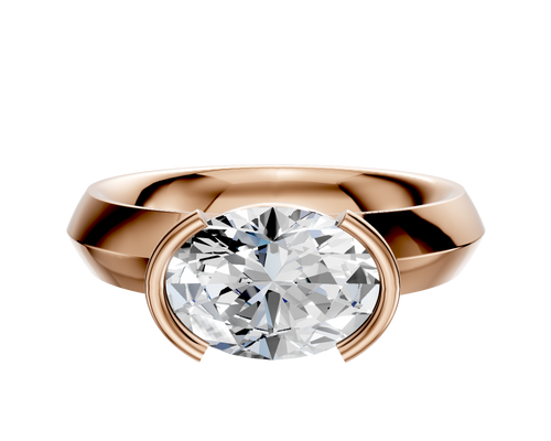 14K Rose Gold Bezel Half Bezel East/West Classic Knife Edge 4.0mm Engagement Ring
