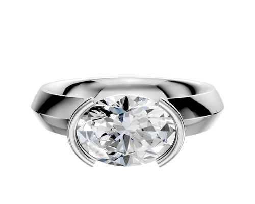 18K White Gold Bezel Half Bezel East/West Classic Knife Edge 4.0mm Engagement Ring