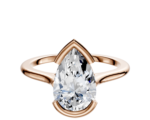 18K Rose Gold Bezel Half Bezel East/West Cathedral Dome 1.5mm Engagement Ring