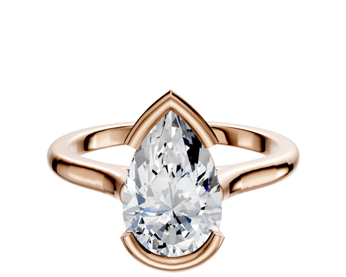 14K Rose Gold Bezel Half Bezel East/West Cathedral Dome 2.0mm Engagement Ring