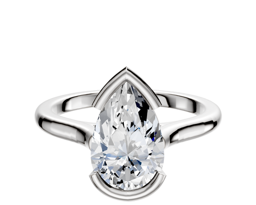 Platinum Bezel Half Bezel East/West Cathedral Dome 2.0mm Engagement Ring