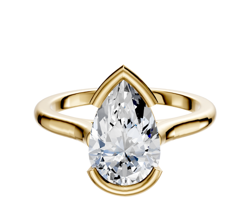 18K Yellow Gold Bezel Half Bezel East/West Cathedral Dome 2.0mm Engagement Ring