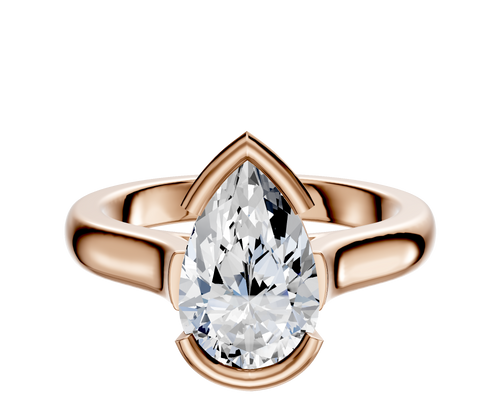 18K Rose Gold Bezel Half Bezel East/West Cathedral Dome 3.0mm Engagement Ring