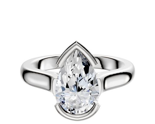 14K White Gold Bezel Half Bezel East/West Cathedral Dome 3.0mm Engagement Ring