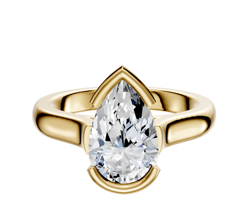 18K Yellow Gold Bezel Half Bezel East/West Cathedral Dome 3.0mm Engagement Ring