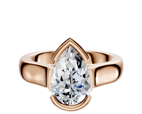 18K Rose Gold Bezel Half Bezel East/West Cathedral Dome 4.0mm Engagement Ring