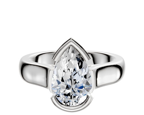 18K White Gold Bezel Half Bezel East/West Cathedral Dome 4.0mm Engagement Ring