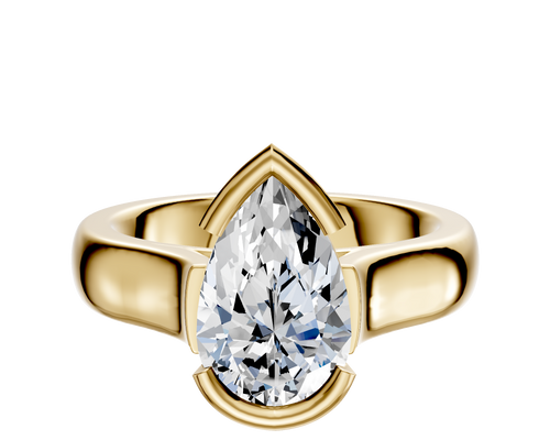 14K Yellow Gold Bezel Half Bezel East/West Cathedral Dome 4.0mm Engagement Ring