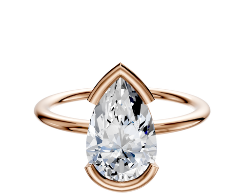 14K Rose Gold Bezel Half Bezel East/West Classic Dome 1.5mm Engagement Ring