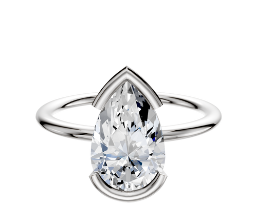 14K White Gold Bezel Half Bezel East/West Classic Dome 1.5mm Engagement Ring