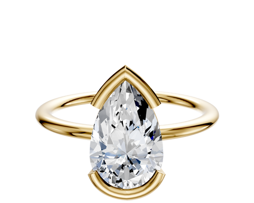 14K Yellow Gold Bezel Half Bezel East/West Classic Dome 1.5mm Engagement Ring
