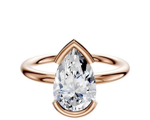 14K Rose Gold Bezel Half Bezel East/West Classic Dome 2.0mm Engagement Ring
