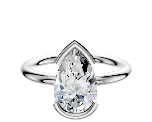 Platinum Bezel Half Bezel East/West Classic Dome 2.0mm Engagement Ring