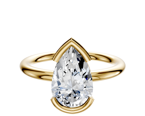 18K Yellow Gold Bezel Half Bezel East/West Classic Dome 2.0mm Engagement Ring