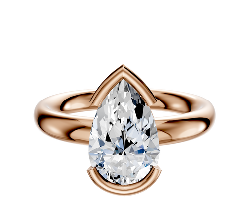 14K Rose Gold Bezel Half Bezel East/West Classic Dome 3.0mm Engagement Ring