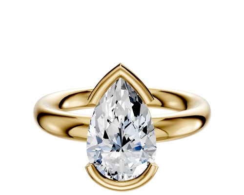 14K Yellow Gold Bezel Half Bezel East/West Classic Dome 3.0mm Engagement Ring