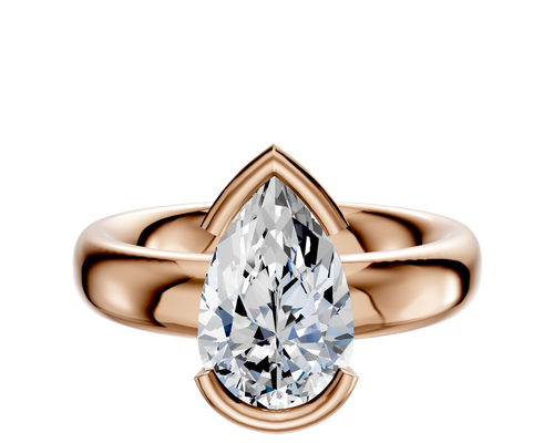 18K Rose Gold Bezel Half Bezel East/West Classic Dome 4.0mm Engagement Ring