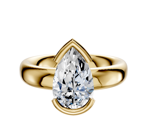 18K Yellow Gold Bezel Half Bezel East/West Classic Dome 4.0mm Engagement Ring