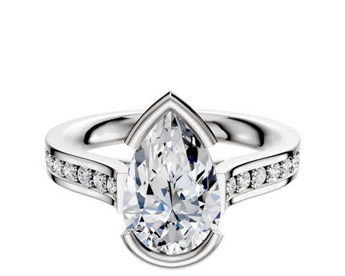 Platinum Bezel Half Bezel East/West Cathedral Flat 1-Row-Pave 2.5mm Engagement Ring