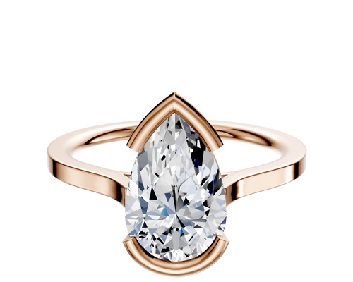 18K Rose Gold Bezel Half Bezel East/West Cathedral Flat 1.5mm Engagement Ring