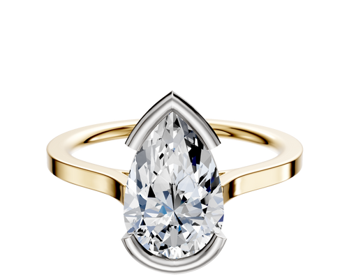 14K Two Tone Bezel Half Bezel East/West Cathedral Flat 1.5mm Engagement Ring