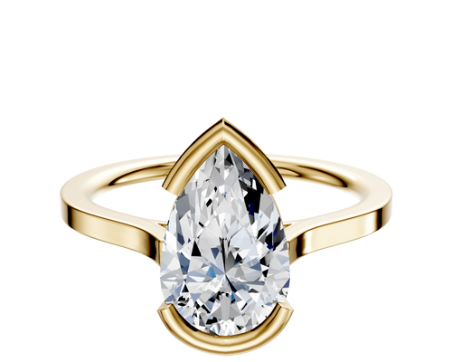 18K Yellow Gold Bezel Half Bezel East/West Cathedral Flat 1.5mm Engagement Ring