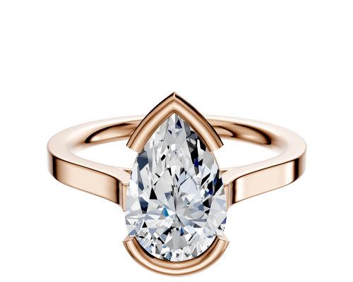 18K Rose Gold Bezel Half Bezel East/West Cathedral Flat 2.0mm Engagement Ring