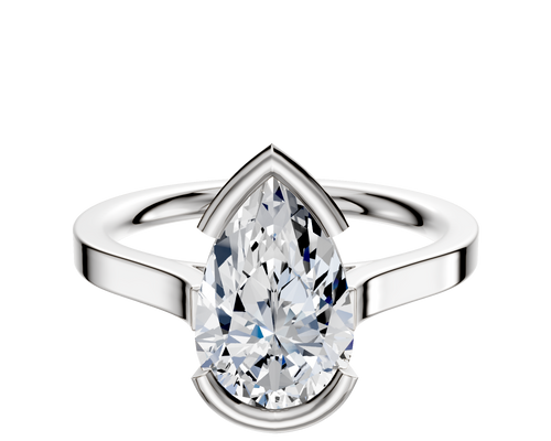 Platinum Bezel Half Bezel East/West Cathedral Flat 2.0mm Engagement Ring