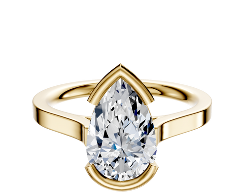 18K Yellow Gold Bezel Half Bezel East/West Cathedral Flat 2.0mm Engagement Ring