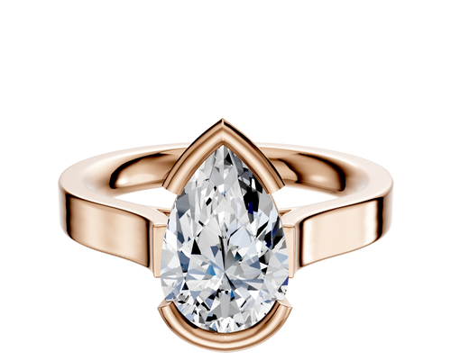 18K Rose Gold Bezel Half Bezel East/West Cathedral Flat 3.0mm Engagement Ring