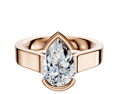 18K Rose Gold Bezel Half Bezel East/West Cathedral Flat 4.0mm Engagement Ring