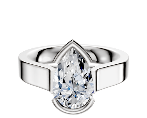 Platinum Bezel Half Bezel East/West Cathedral Flat 4.0mm Engagement Ring