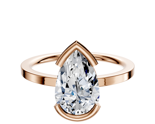 14K Rose Gold Bezel Half Bezel East/West Classic Flat 1.5mm Engagement Ring