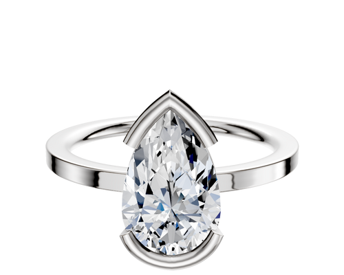 14K White Gold Bezel Half Bezel East/West Classic Flat 1.5mm Engagement Ring