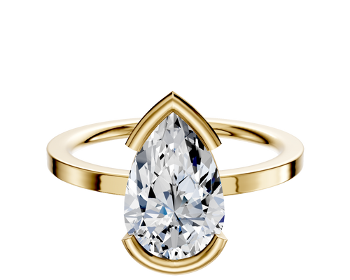 14K Yellow Gold Bezel Half Bezel East/West Classic Flat 1.5mm Engagement Ring