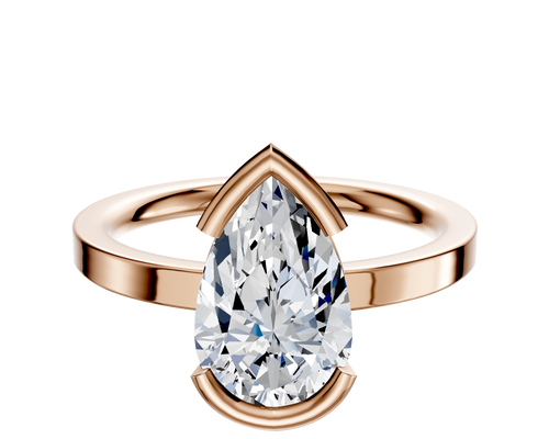 18K Rose Gold Bezel Half Bezel East/West Classic Flat 2.0mm Engagement Ring